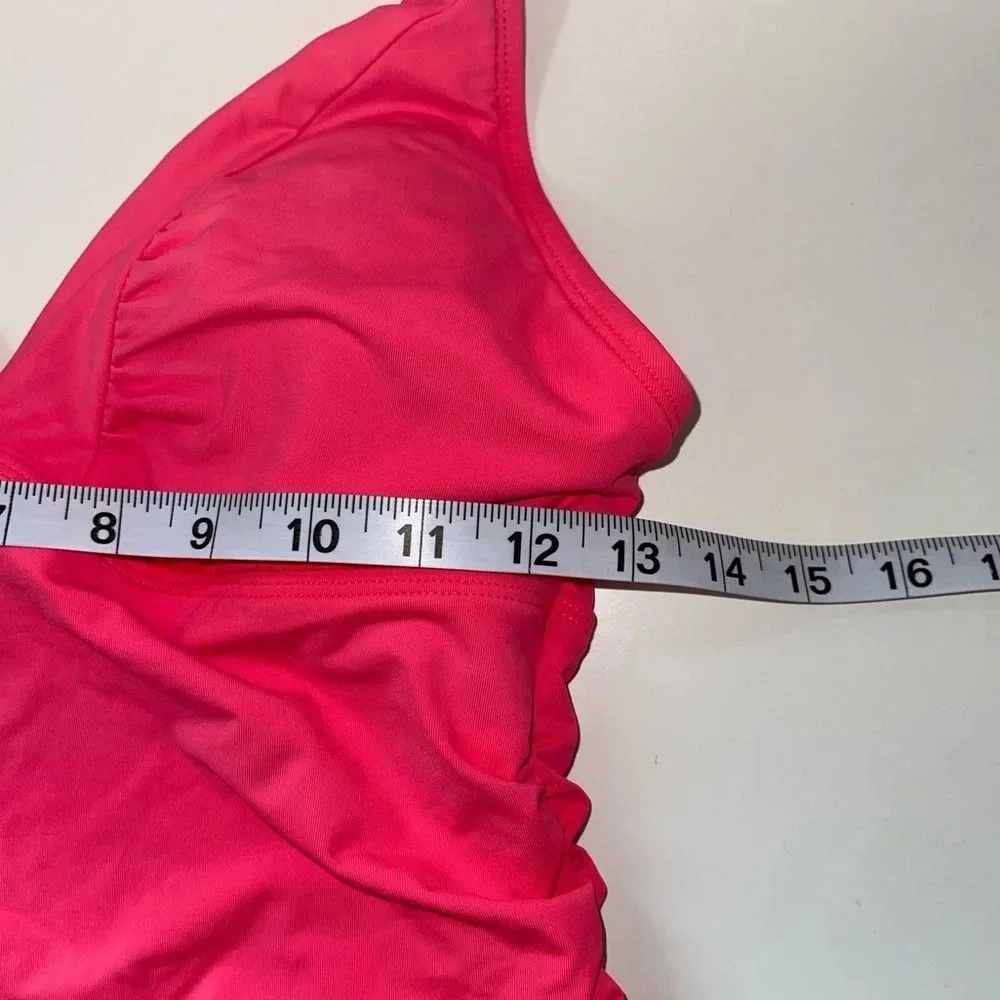 Athleta Hot Pink Halter Triangle Ruched Tankini Swim Top Small Women’s